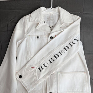 NEW!  Burberry Logo White Denim Jacket